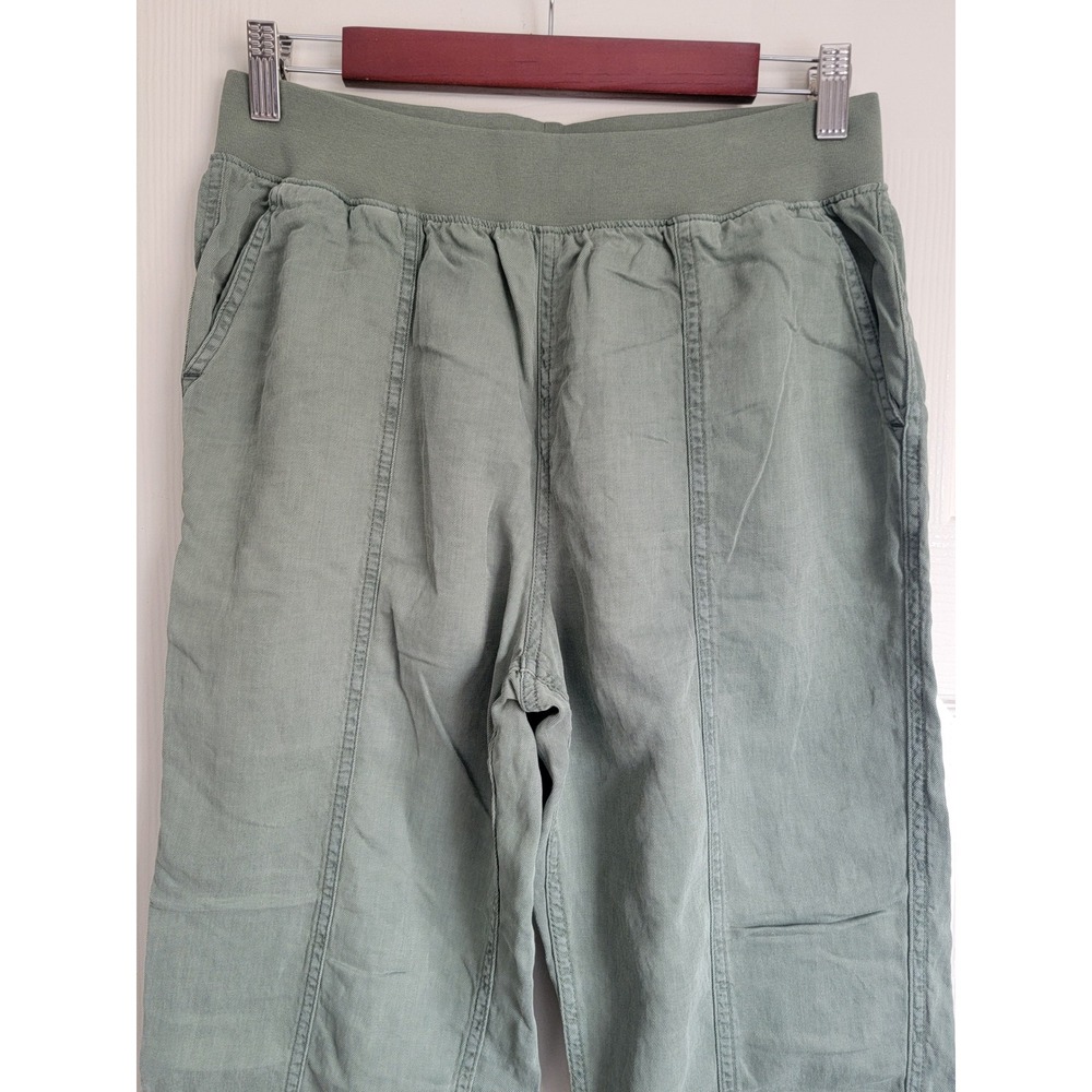 Faherty Linen Blend Elastic Waist‎ Tapered Arlie Pants in Thyme Medium - Picture 4 of 12